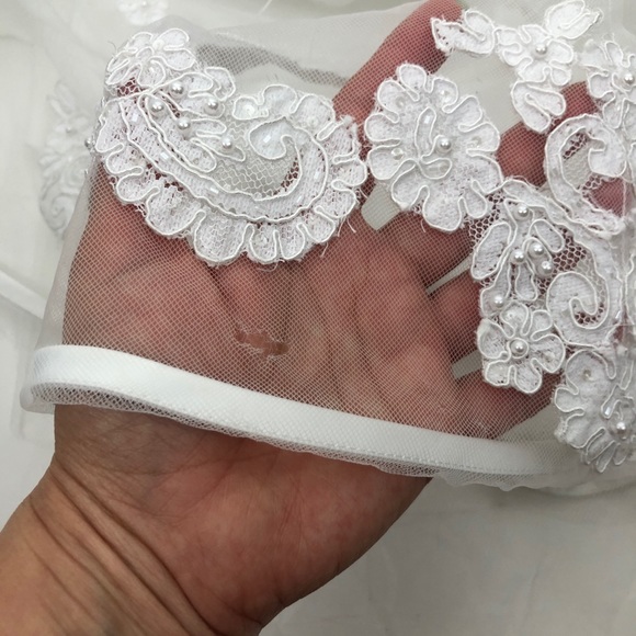 Alfred Angelo Beaded With Train Flower Girl Dress - Picture 14 of 15